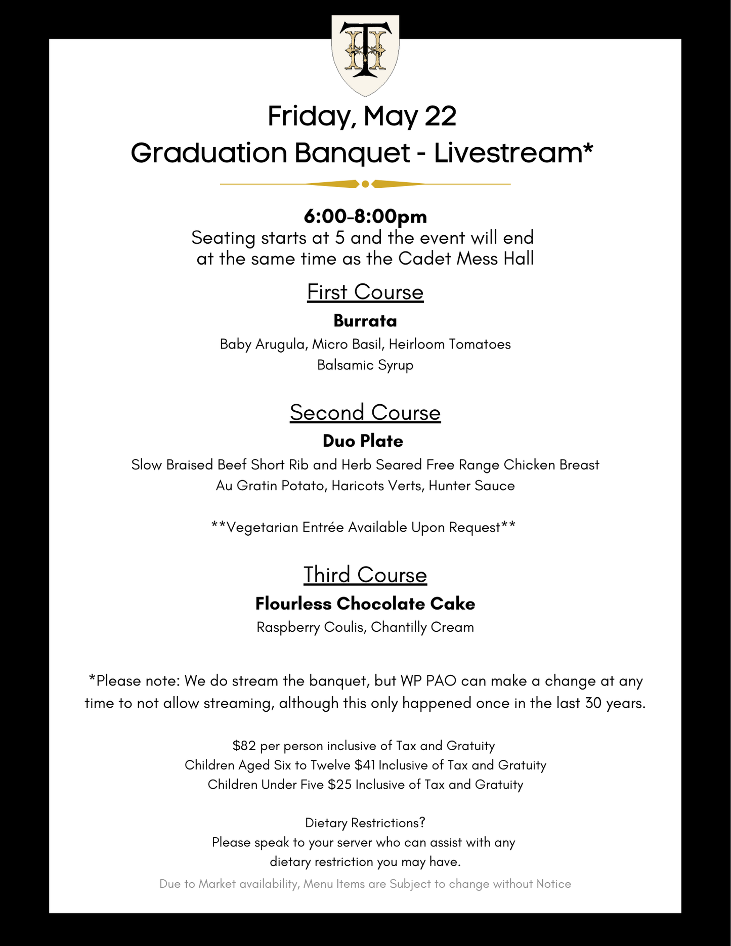 Graduation Satellite Dinner (Children Ages 6-12)