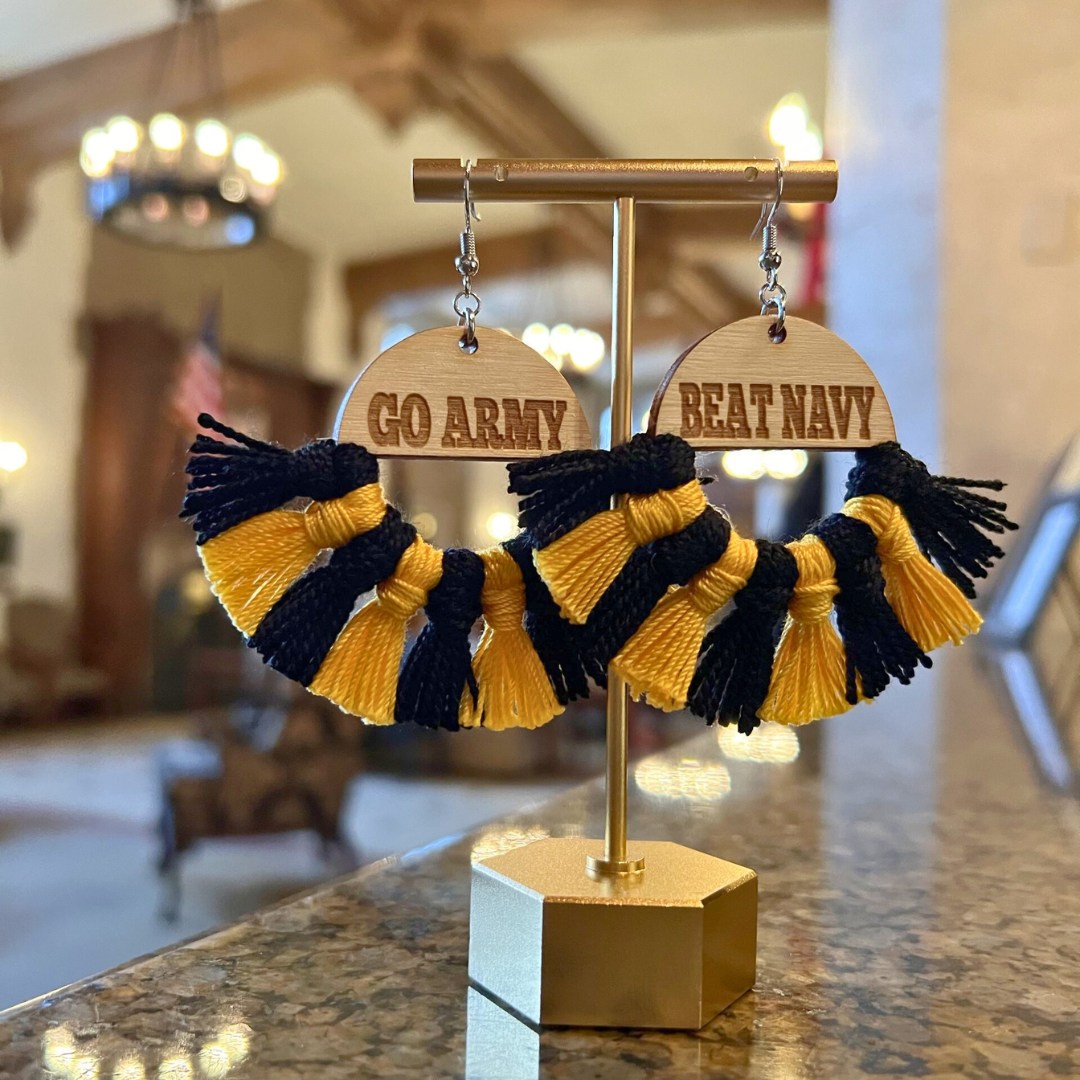 Go Army Beat Navy Fringe Earrings