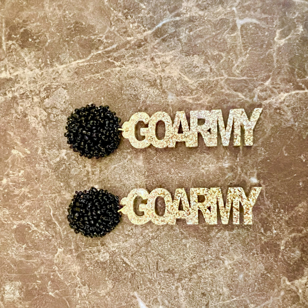 Go Army Glitter Dangle Earrings